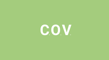 Visuel avec aplat vert et COV écrit en blanc dessus